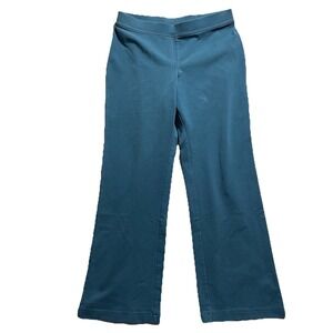 L.L. Bean Elastic Waist Pull On Pants XS Teal Soft Stretchy Wide Leg Preppy